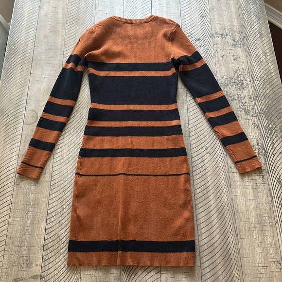 Tan and Black Striped Sweater Dress - Picture 2 of 2